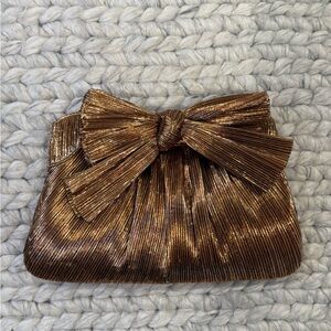 Loeffler Randall Rayne Bow Tie Clutch in Dark Rose Gold